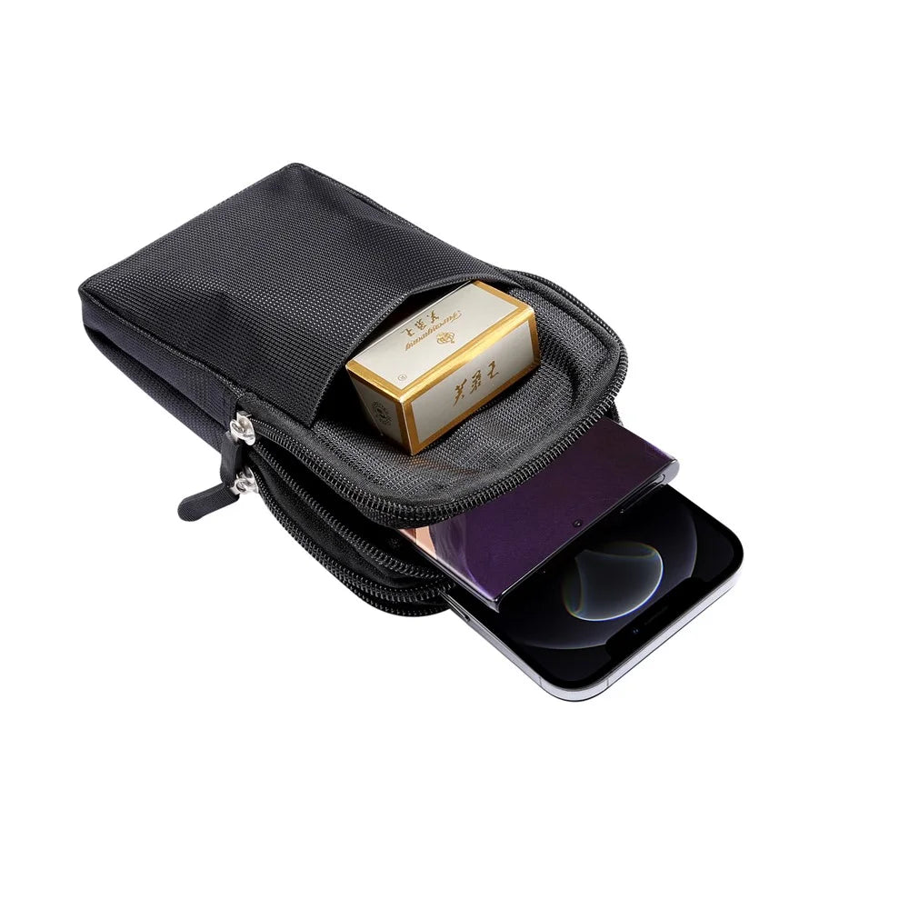 6.7/6.9 inch Universal Phone Pouch Case Sports Leisure Waist Bag for iPhone Samsung Huawei Etc. - Black - 6