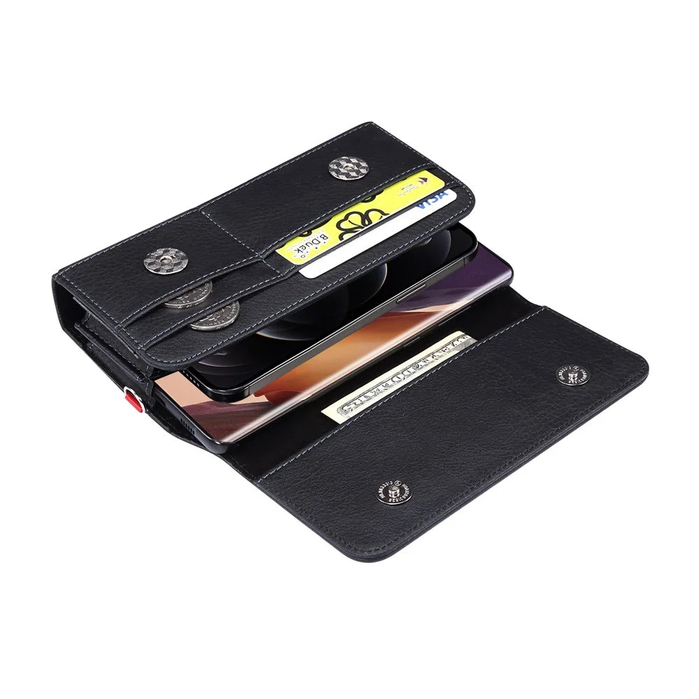 6.7-inch PU Leather Belt Clip Case Card Bag Holster Pouch for iPhone 12 Pro Max / Samsung Galaxy Note20 Ultra / Huawei P40 Lite - 4