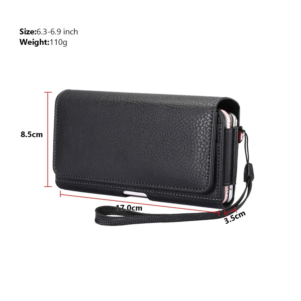 6.7-inch PU Leather Belt Clip Case Card Bag Holster Pouch for iPhone 12 Pro Max / Samsung Galaxy Note20 Ultra / Huawei P40 Lite - 6