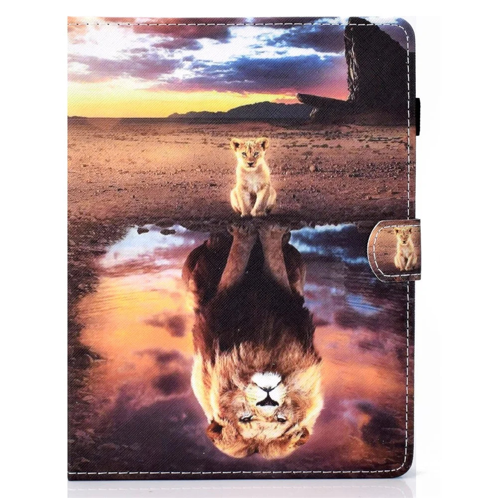 Full Protection Pattern Printing Universal Leather Tablet Case for 8-inch Tablets - Lion - 3