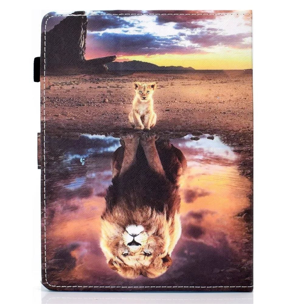 Full Protection Pattern Printing Universal Leather Tablet Case for 8-inch Tablets - Lion - 4