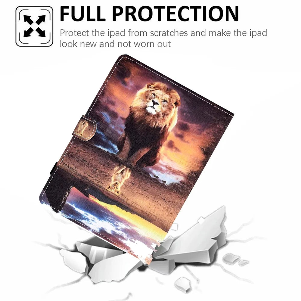 Full Protection Pattern Printing Universal Leather Tablet Case for 8-inch Tablets - Lion - 5