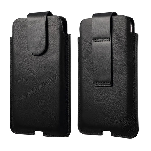 Genuine Leather Hanging Waist Bag Phone Pouch Men Side Bag Phone Case for 6.7-inch Smartphones - Black - 1