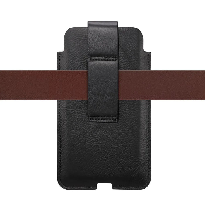 Genuine Leather Hanging Waist Bag Phone Pouch Men Side Bag Phone Case for 6.7-inch Smartphones - Black - 7