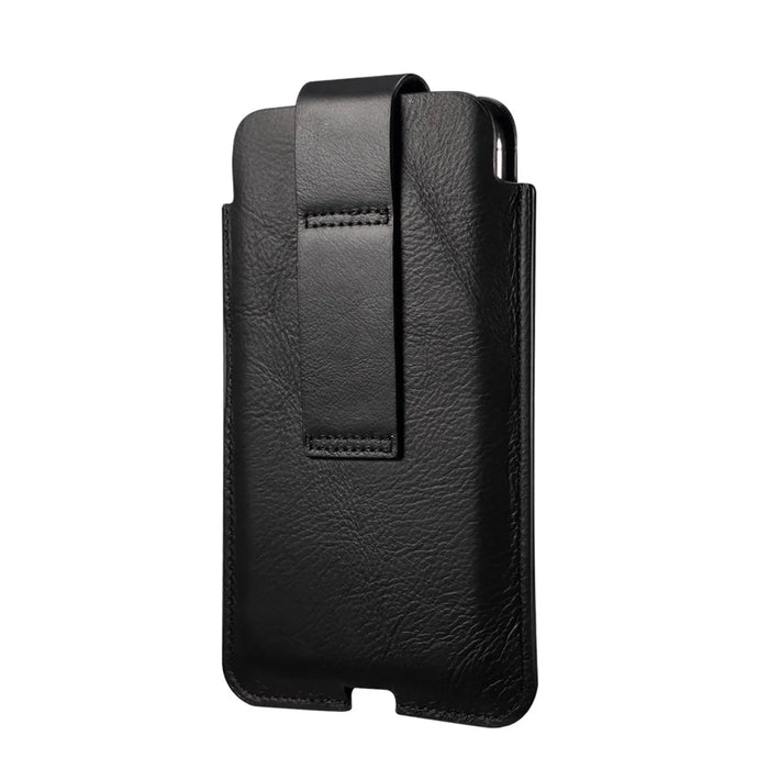 Genuine Leather Hanging Waist Bag Phone Pouch Men Side Bag Phone Case for 7.2-inch Smartphones - Black - 6
