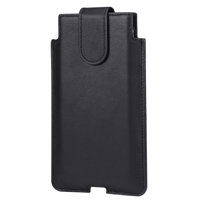Genuine Leather Hanging Waist Bag Phone Pouch Men Side Bag Phone Case for 5.5''-6.5'' Smartphones - Black - 2