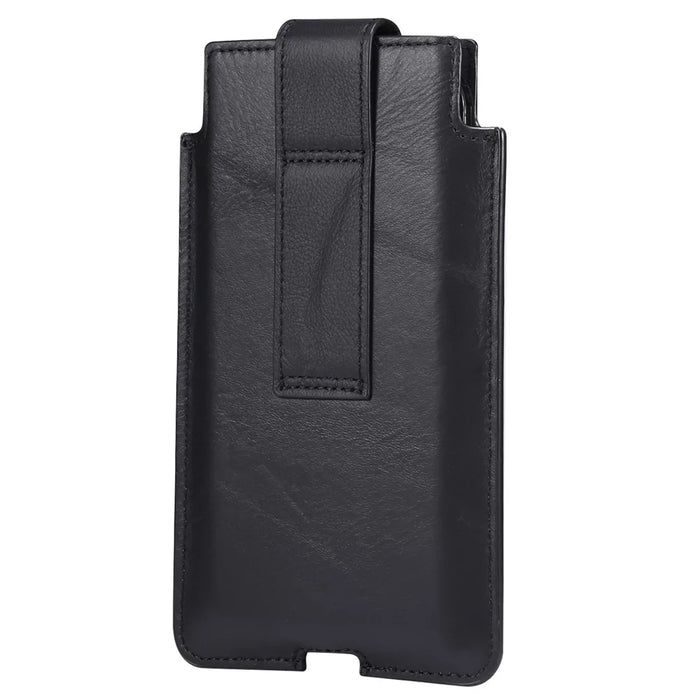 Genuine Leather Hanging Waist Bag Phone Pouch Men Side Bag Phone Case for 5.5''-6.5'' Smartphones - Black - 3