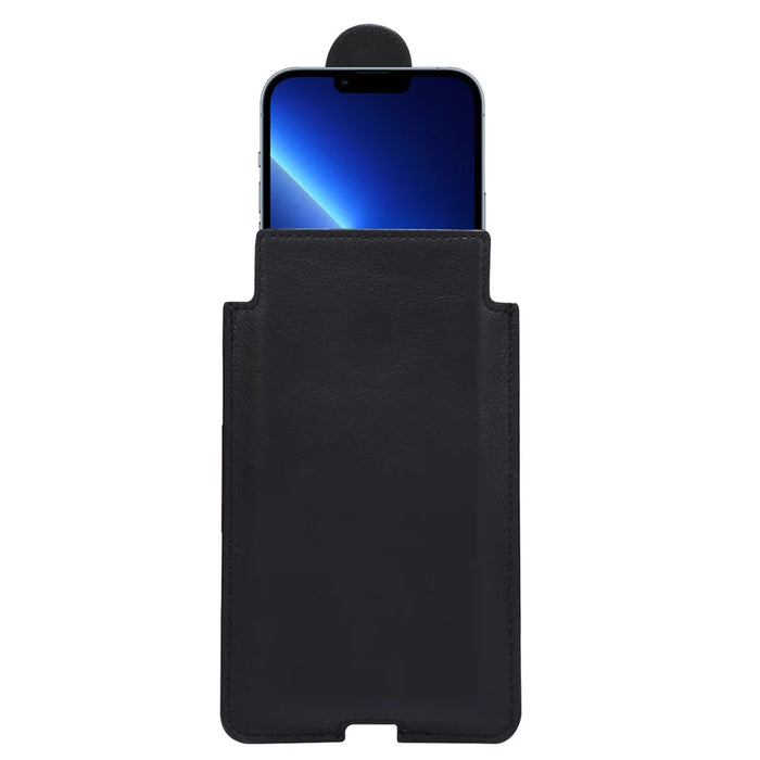 Genuine Leather Hanging Waist Bag Phone Pouch Men Side Bag Phone Case for 5.5''-6.5'' Smartphones - Black - 4