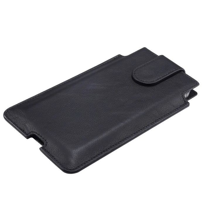 Genuine Leather Hanging Waist Bag Phone Pouch Men Side Bag Phone Case for 5.5''-6.5'' Smartphones - Black - 5