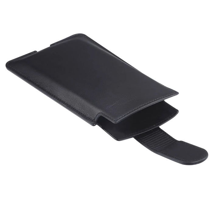 Genuine Leather Hanging Waist Bag Phone Pouch Men Side Bag Phone Case for 5.5''-6.5'' Smartphones - Black - 6