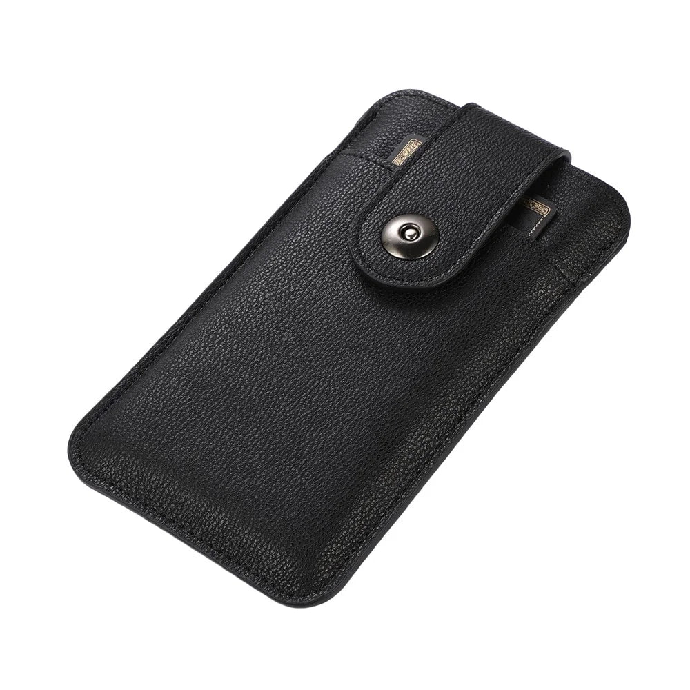 PU Leather Mobile Phone Protective Case Bag Holder with Card Slot, Inner Size 17.8x9.8 cm - Black - 6