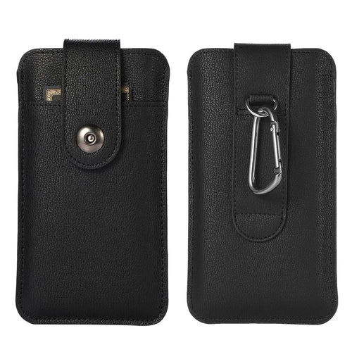 PU Leather Mobile Phone Storage Bag Case Protector Card Holder, Inner Size 18.8x10.8 cm - Black - 1