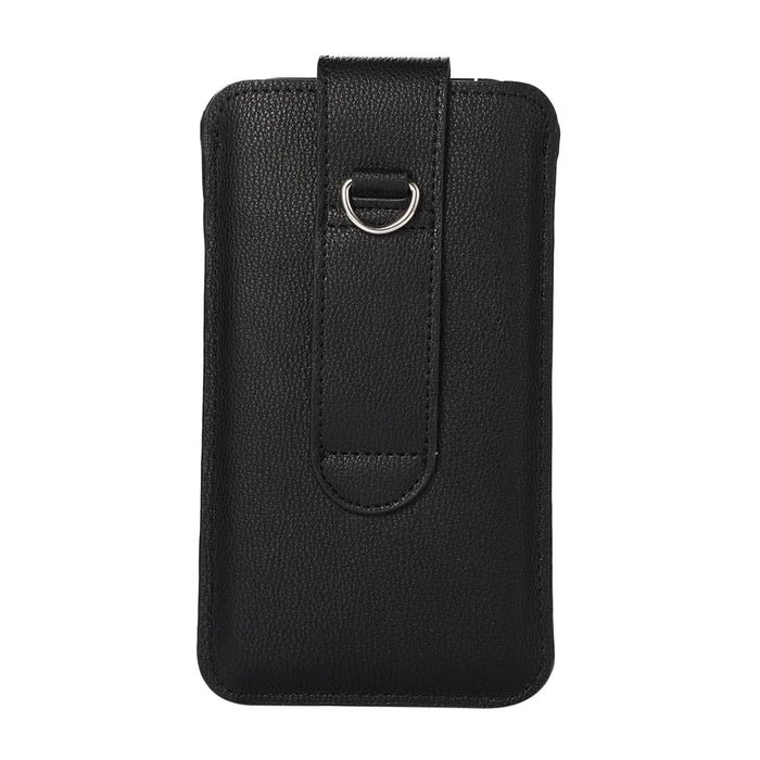 PU Leather Mobile Phone Storage Bag Case Protector Card Holder, Inner Size 18.8x10.8 cm - Black - 3