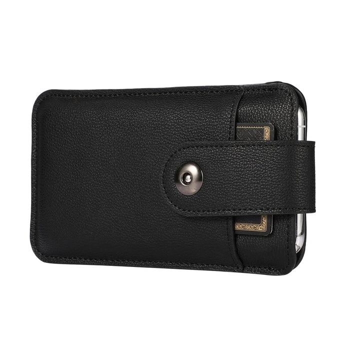 PU Leather Mobile Phone Storage Bag Case Protector Card Holder, Inner Size 18.8x10.8 cm - Black - 7