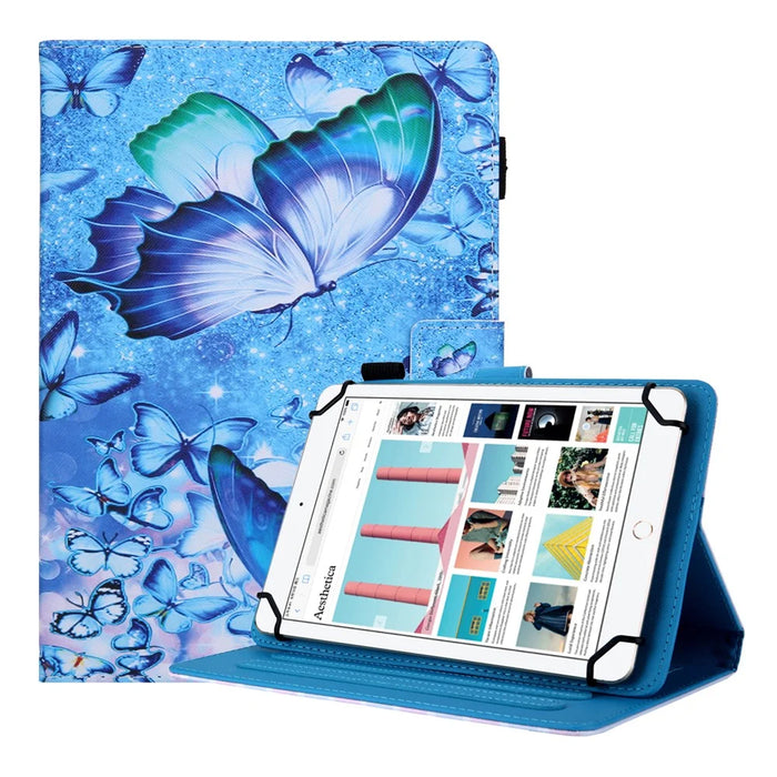 Shock-Proof Pattern Printing Universal Leather Tablet Case for 10-inch Tablets - Blue Butterfly - 1