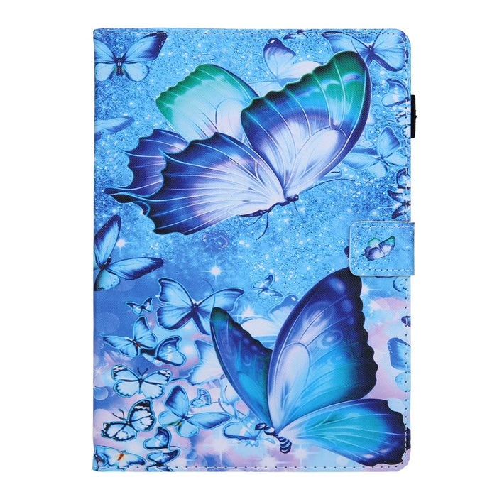 Shock-Proof Pattern Printing Universal Leather Tablet Case for 10-inch Tablets - Blue Butterfly - 2