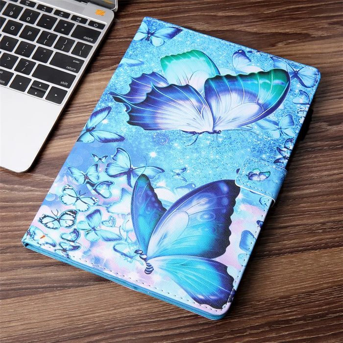 Shock-Proof Pattern Printing Universal Leather Tablet Case for 10-inch Tablets - Blue Butterfly - 5