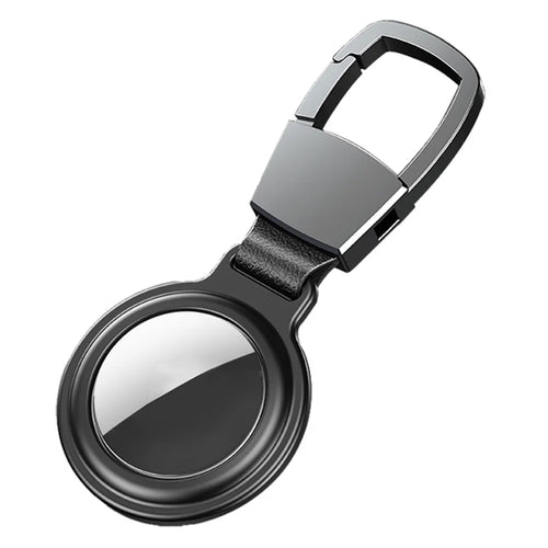 [TVC LIVE 531 Recommended] Magnetic Adsorption Aluminum Alloy Frame Protective Case with Keyring for Apple AirTags 2021 Location Trackers - Black - 1