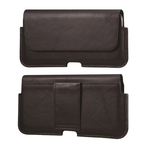 Leather Phone Belt Case Waist Bag Vertical Phone Pouch Cover Belt Clip for iPhone 11 Pro Max 5.5-6.5 inch Phone - Black - 1