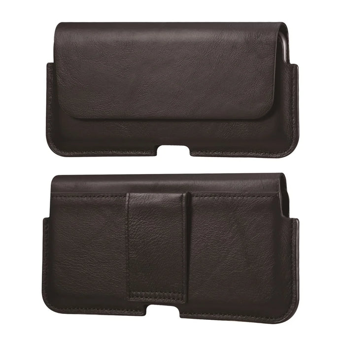 Leather Phone Belt Case Waist Bag Vertical Phone Pouch Cover Belt Clip for iPhone 11 Pro Max 5.5-6.5 inch Phone - Black - 1