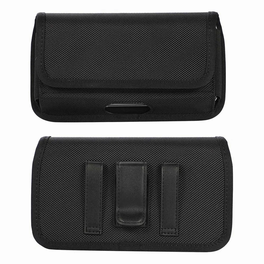 Nylon Holster Pouch (17.5*9.2*2.2cm) Horizontal Nylon Belt Case Card Bag with Belt Loop Pouch Holder - Black - 1
