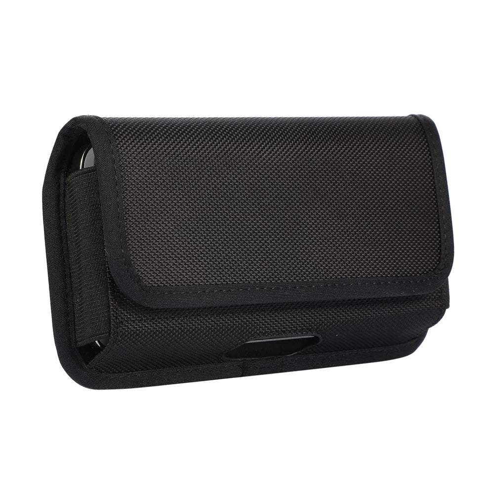 Nylon Holster Pouch (17.5*9.2*2.2cm) Horizontal Nylon Belt Case Card Bag with Belt Loop Pouch Holder - Black - 2