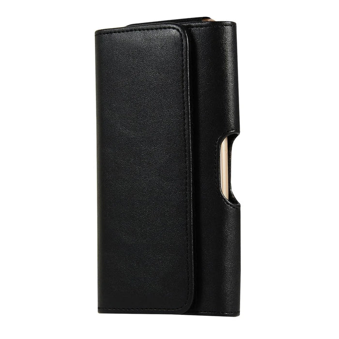 Horizontal PU Leather Belt Clip Case Phone Card Bag Holster Pouch (16.6x8.6x2cm) - Black - 6