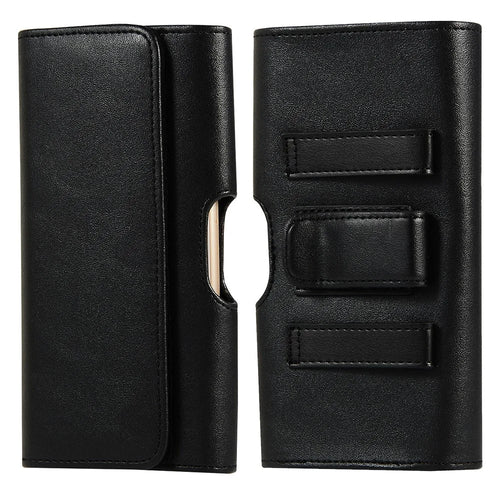 Universal PU Leather Phone Case Waist Wallet Pouch Holster with Belt Clip (15.6x8x2cm) - Black - 1