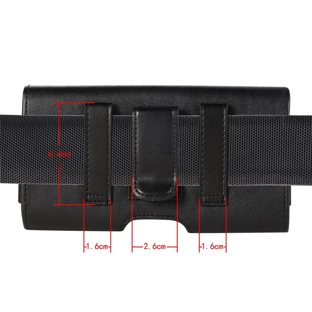 Universal PU Leather Phone Case Waist Wallet Pouch Holster with Belt Clip (15.6x8x2cm) - Black - 3