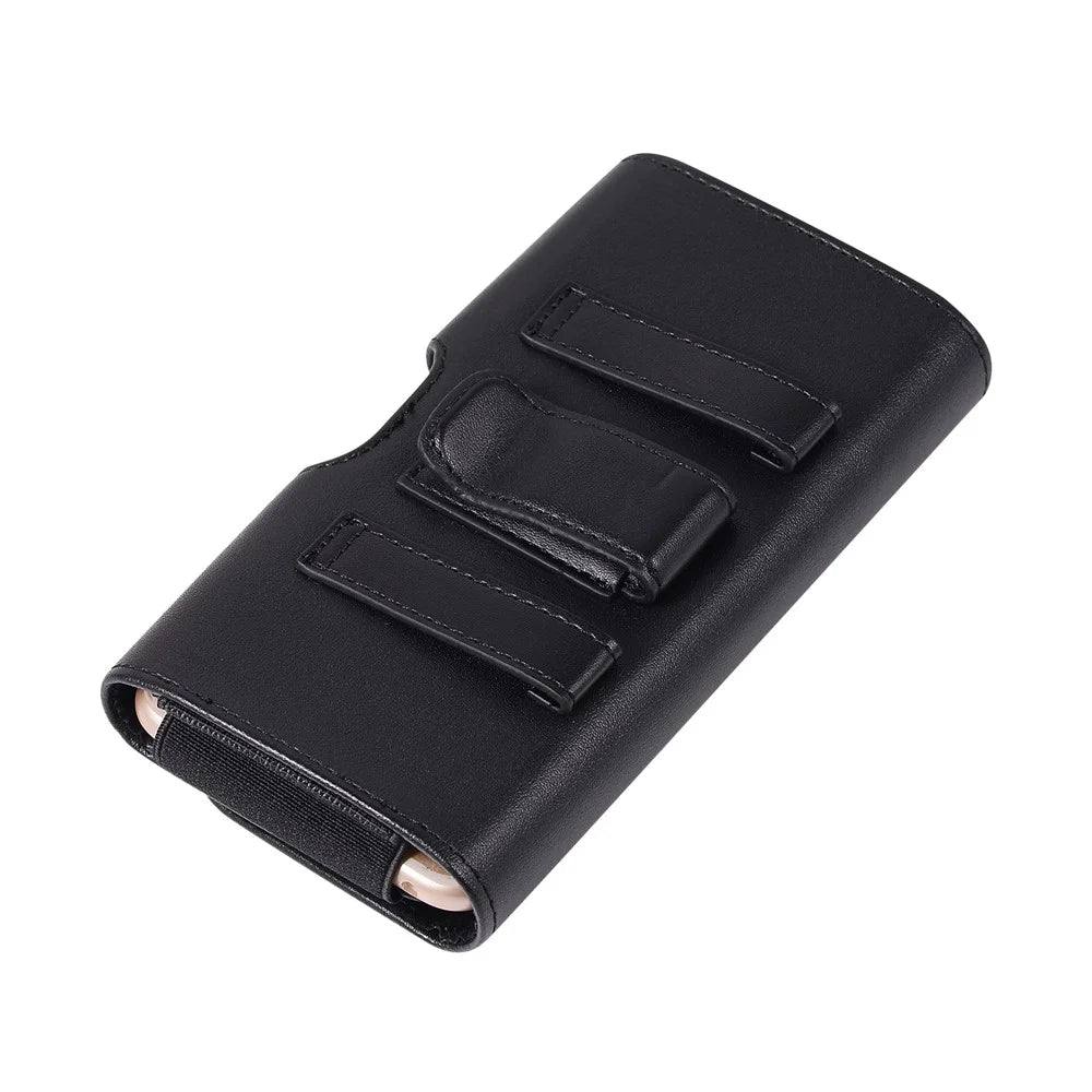 Universal PU Leather Phone Case Waist Wallet Pouch Holster with Belt Clip (15.6x8x2cm) - Black - 5
