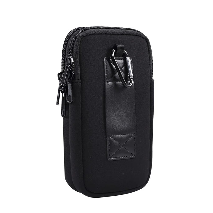 Universal Double Layer Pouch Mobile Phone Case Waist Bag with Carabiner and Lanyard for 5.5 / 6.5 / 6.7 / 6.9 inch Phone - Black - 4