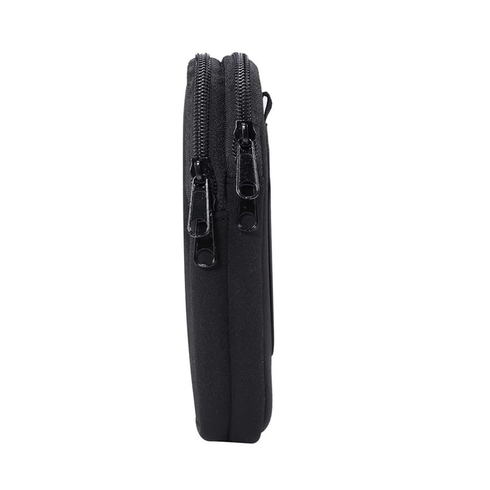 Universal Double Layer Pouch Mobile Phone Case Waist Bag with Carabiner and Lanyard for 5.5 / 6.5 / 6.7 / 6.9 inch Phone - Black - 6