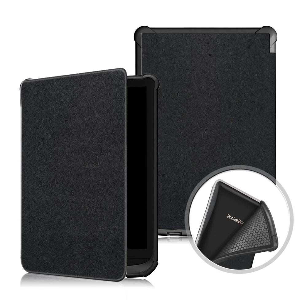 Universal Solid Color Leather Tablet Protective Case for PocketBook 617 / Basic Lux 3 / 616 / 627 / 632 / 632 Plus / 632 / 633 / 628 / 606 / Touch Lux 4 / Touch Lux 5 / Basic Lux 2 / Basic 4 / Touch HD 3 / Touch HD 3 Limited Edition - Black - 1