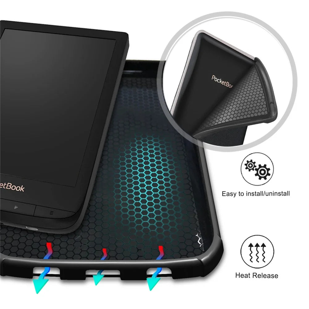 Universal Solid Color Leather Tablet Protective Case for PocketBook 617 / Basic Lux 3 / 616 / 627 / 632 / 632 Plus / 632 / 633 / 628 / 606 / Touch Lux 4 / Touch Lux 5 / Basic Lux 2 / Basic 4 / Touch HD 3 / Touch HD 3 Limited Edition - Black - 6
