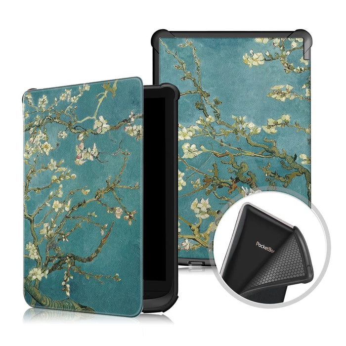 Universal Pattern Printing Leather Tablet Protective Case for PocketBook 617 / Basic Lux 3 / 616 / 627 / 632 / 632 Plus / 632 / 633 / 628 / 606 / Touch Lux 4 / Touch Lux 5 / Basic Lux 2 / Basic 4 / Touch HD 3 / Touch HD 3 Limited Edition - White Flowers - 1