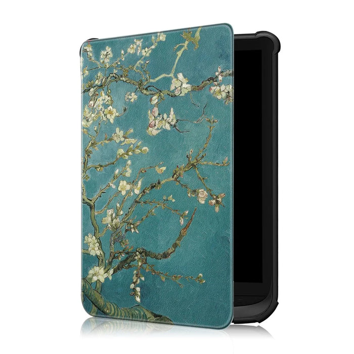 Universal Pattern Printing Leather Tablet Protective Case for PocketBook 617 / Basic Lux 3 / 616 / 627 / 632 / 632 Plus / 632 / 633 / 628 / 606 / Touch Lux 4 / Touch Lux 5 / Basic Lux 2 / Basic 4 / Touch HD 3 / Touch HD 3 Limited Edition - White Flowers - 4