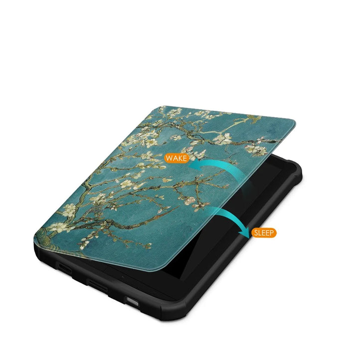 Universal Pattern Printing Leather Tablet Protective Case for PocketBook 617 / Basic Lux 3 / 616 / 627 / 632 / 632 Plus / 632 / 633 / 628 / 606 / Touch Lux 4 / Touch Lux 5 / Basic Lux 2 / Basic 4 / Touch HD 3 / Touch HD 3 Limited Edition - White Flowers - 5