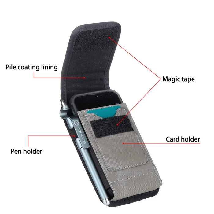 Hanging Waist Bag Universal Leather Phone Pouch with RFID Blocking Technology, Size: 17x9.2x2.2cm - 3
