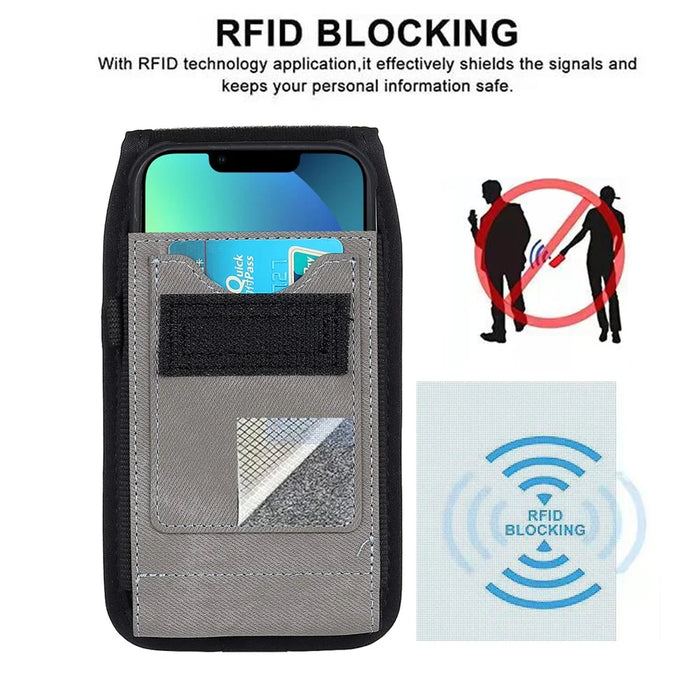Hanging Waist Bag Universal Leather Phone Pouch with RFID Blocking Technology, Size: 17x9.2x2.2cm - 6