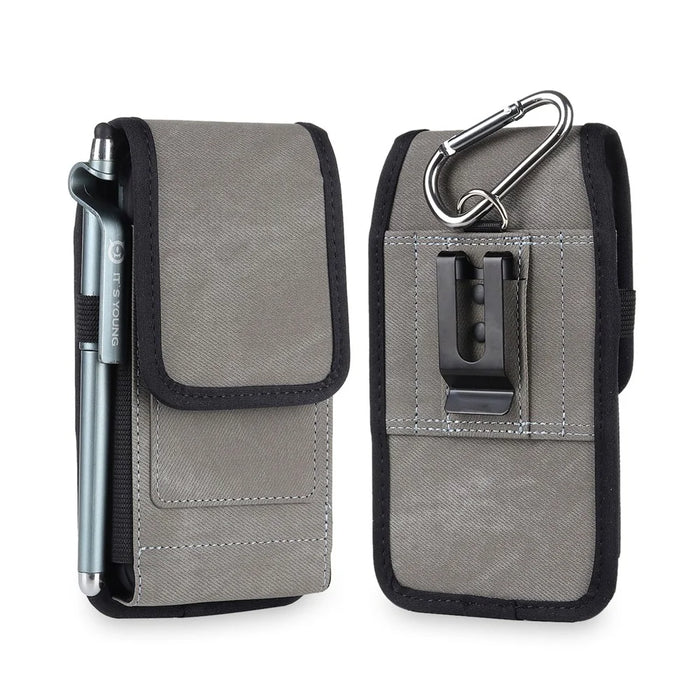 Universal Leather Phone Pouch RFID Blocking Function Hanging Waist Bag, Size: 18.5x10x2.2cm - 1