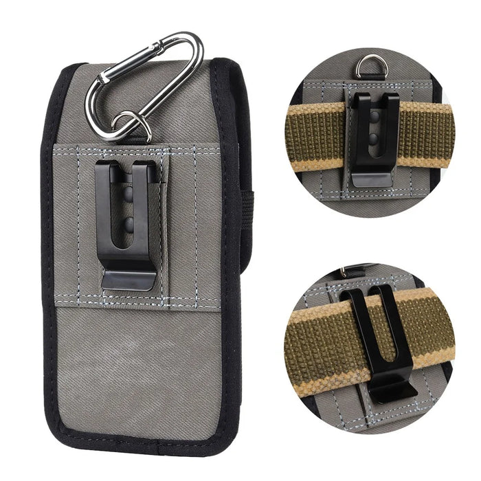 Universal Leather Phone Pouch RFID Blocking Function Hanging Waist Bag, Size: 18.5x10x2.2cm - 4