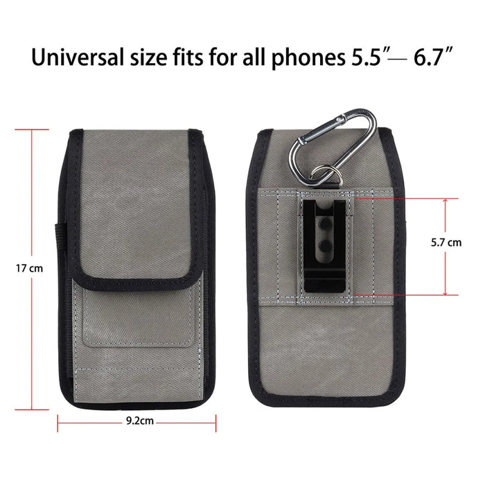 Universal Leather Phone Pouch RFID Blocking Function Hanging Waist Bag, Size: 18.5x10x2.2cm - 7