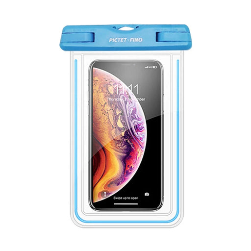 PICTET.FINO RH11 IPX8 Waterproof Sealing Phone Case Touch Control Noctilucent Transparent PVC Case for 6.7-inch and Below - Blue - 2