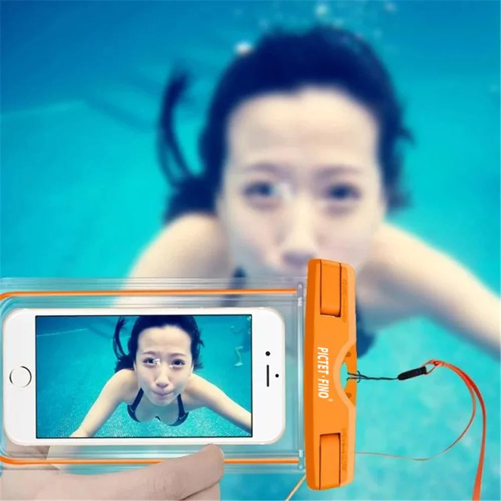 PICTET.FINO RH11 IPX8 Waterproof Sealing Phone Case Touch Control Noctilucent Transparent PVC Case for 6.7-inch and Below - Blue - 6
