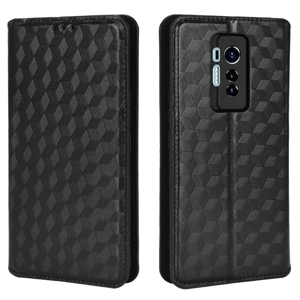 For TECNO Phantom X / AC8 Cell Phone Case Wallet Supporting Stand Imprinted Pattern PU Leather + TPU Phone Covering - Black - 1