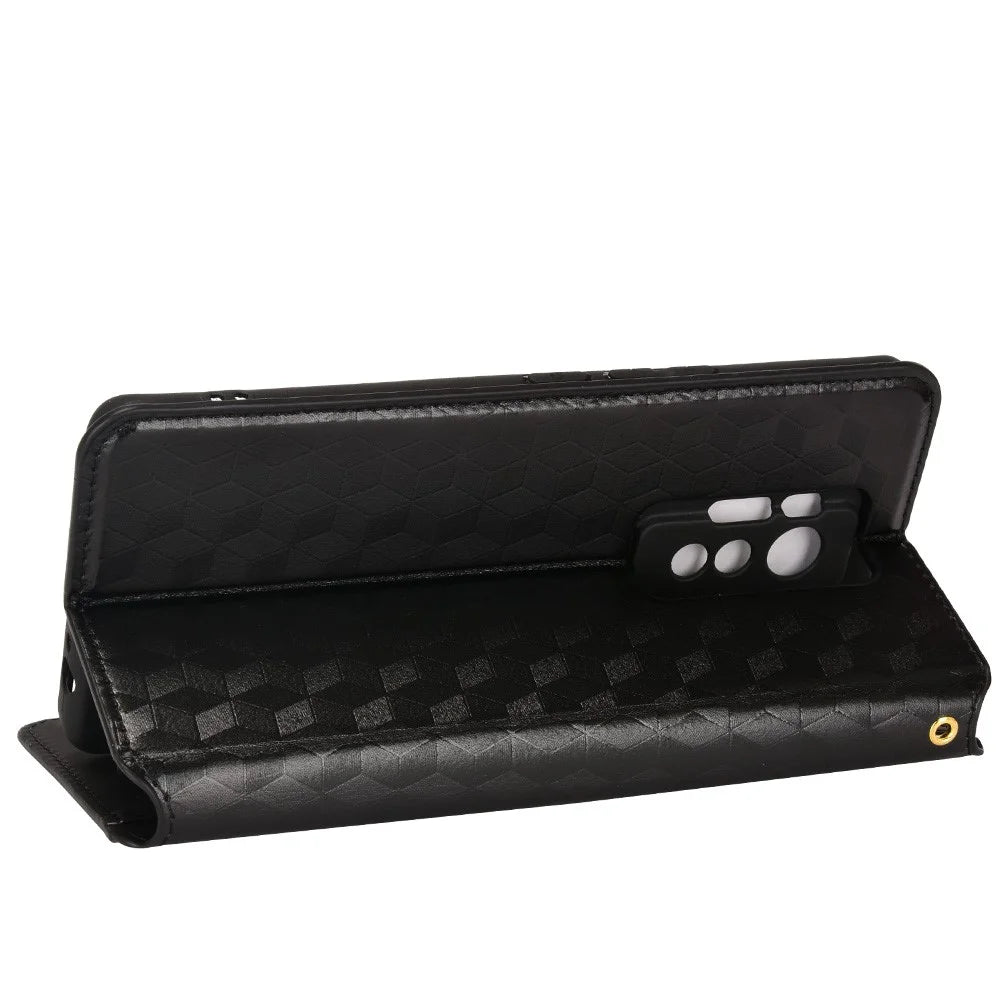 For TECNO Phantom X / AC8 Cell Phone Case Wallet Supporting Stand Imprinted Pattern PU Leather + TPU Phone Covering - Black - 4