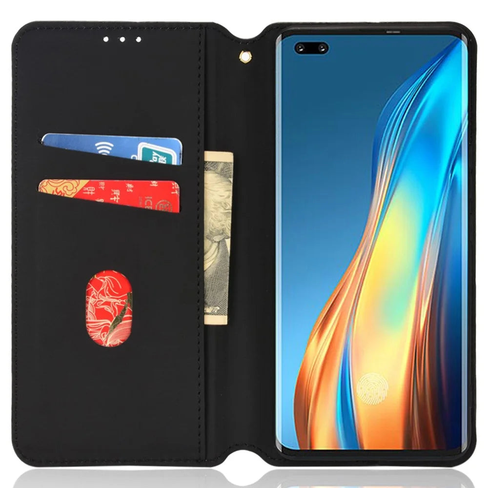 For TECNO Phantom X / AC8 Cell Phone Case Wallet Supporting Stand Imprinted Pattern PU Leather + TPU Phone Covering - Black - 5