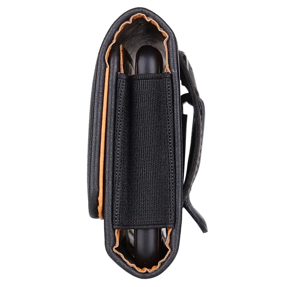 Phone Holster (17.8x8.8x2.5cm) Horizontal Waist Pouch Premium Leather Belt Case with Belt Clip Loops - Black - 5