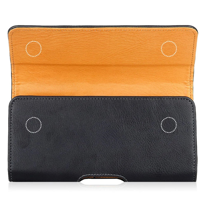 PU Leather Horizontal Belt Holster (18.5x10x2.5cm) Carrying Cell Phone Holder Belt Clip Holder Case Pouch - Black - 4
