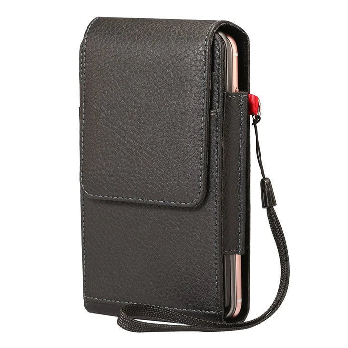 PU Leather Belt Clip Pouch Belt Loop Purse Waist Bag Dual Phone Slots + Card Slots for Phone Size Between 6.7-6.9 Inches - 2